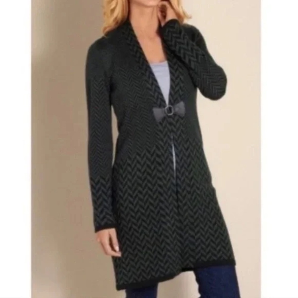 Soft Surroundings West Saxon Sweater Duster Cardigan Herringbone Chevron Small